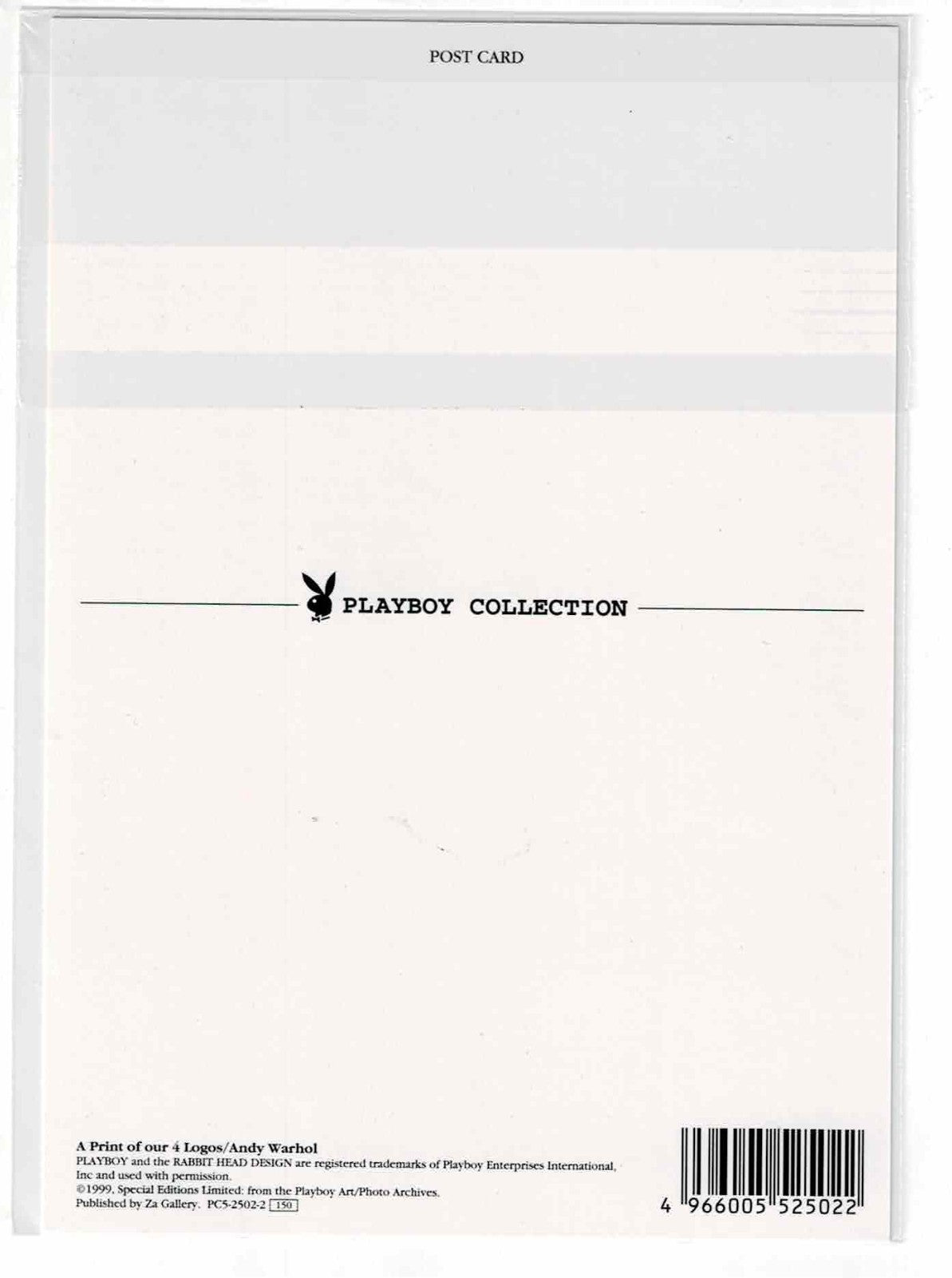 Andy Warhol Playboy Collection Postcard 1999 A Print of Our 4 Logos NOS Sleeve