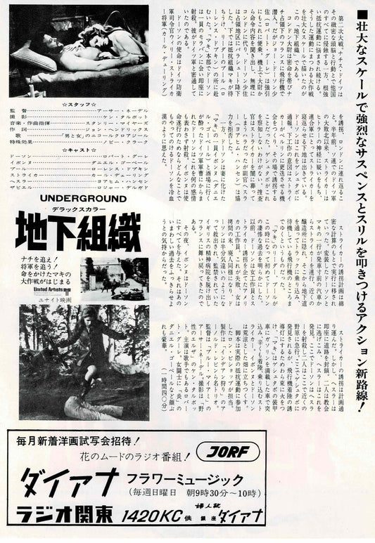 Underground 1970 R. Goulet Japanese Original Mini Movie Poster Chirashi Flyer B5