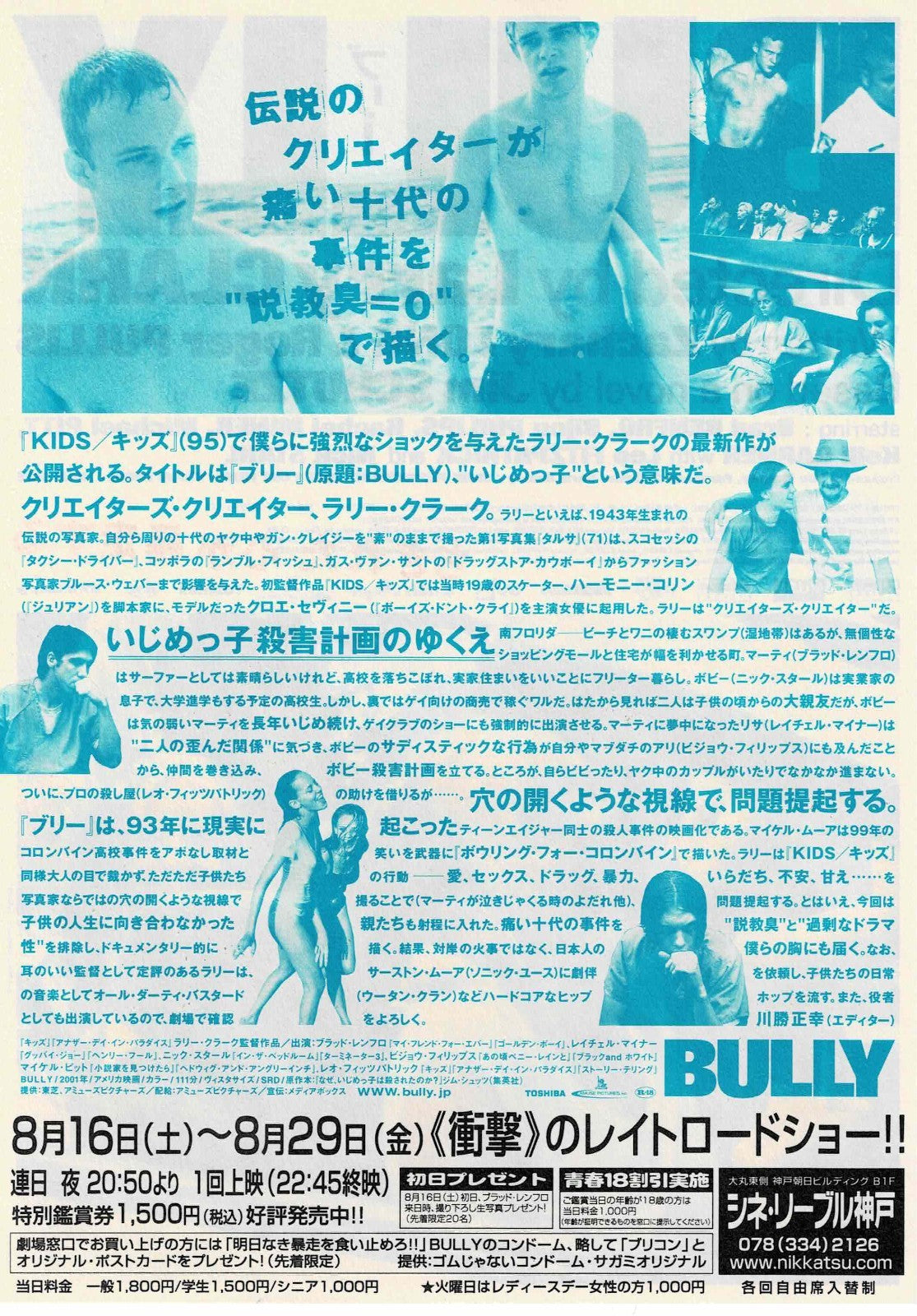 Bully 2001 Larry Clark Vtg Japanese Original Mini Movie Poster Chirashi Flyer B5