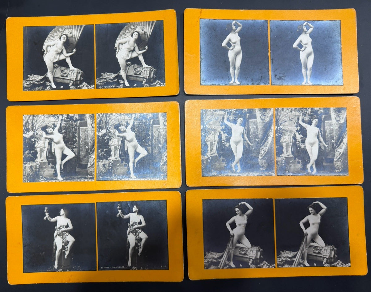 Antique French Stereoview Poses Plastiques Nude Figure Study 6 Card Lot S.I.P.