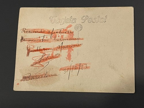 Antique Original Spain Football Team Match Real Photo Postcard Signed Barcelona