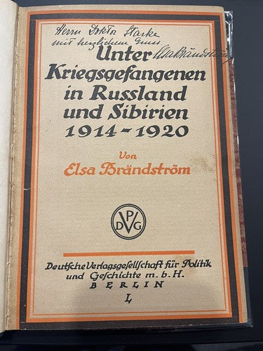 1922 Elsa Brandstrom Signed Antique Rare Book Sweedish Nurse Russia Siberia Vtg