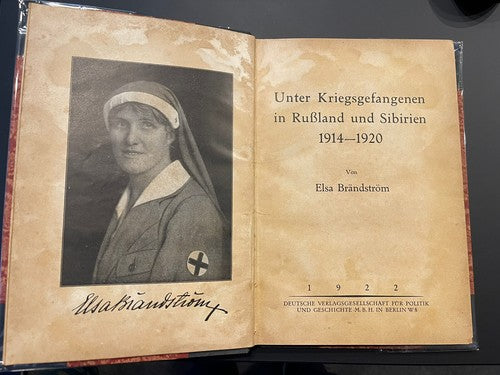 1922 Elsa Brandstrom Signed Antique Rare Book Sweedish Nurse Russia Siberia Vtg