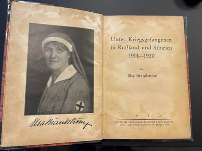1922 Elsa Brandstrom Signed Antique Rare Book Sweedish Nurse Russia Siberia Vtg