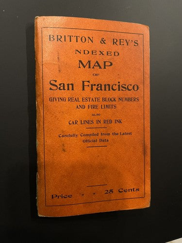 1910 San Francisco Indexed Pocket Map Britton Rey’s California USA Antique Rare