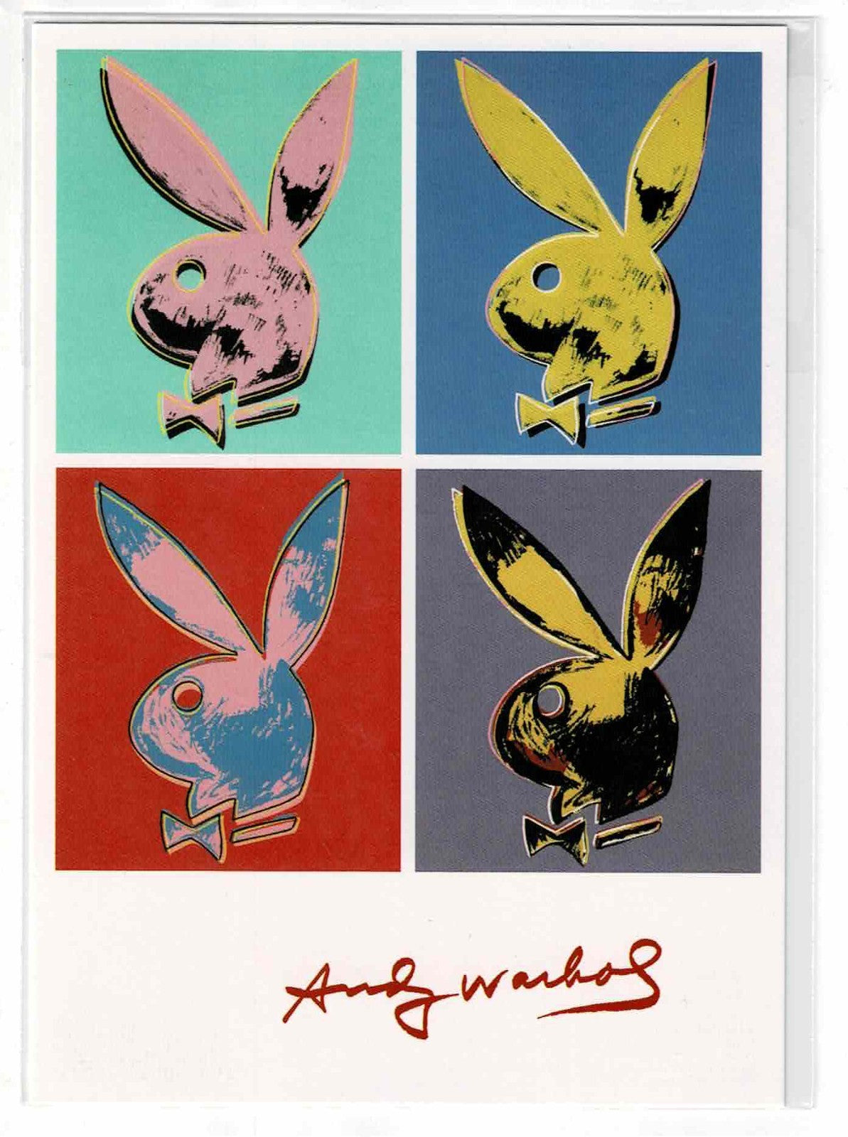 Andy Warhol Playboy Collection Postcard 1999 A Print of Our 4 Logos NOS Sleeve