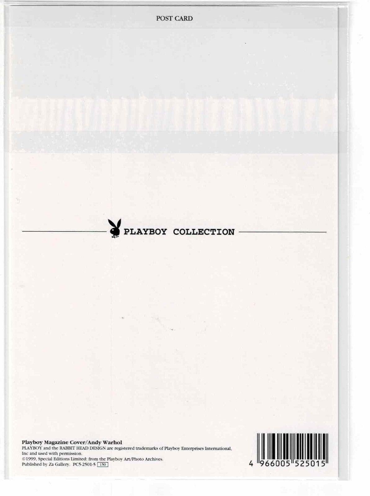 Andy Warhol Playboy Collection Postcard 1999 Playboy Magazine Cover NOS Sleeve
