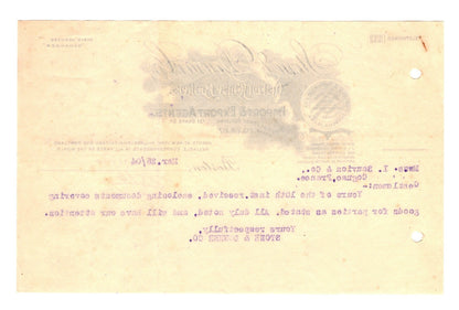 1904 Boston Letterhead Billhead Stone & Downer Co. Import Export Agents Company