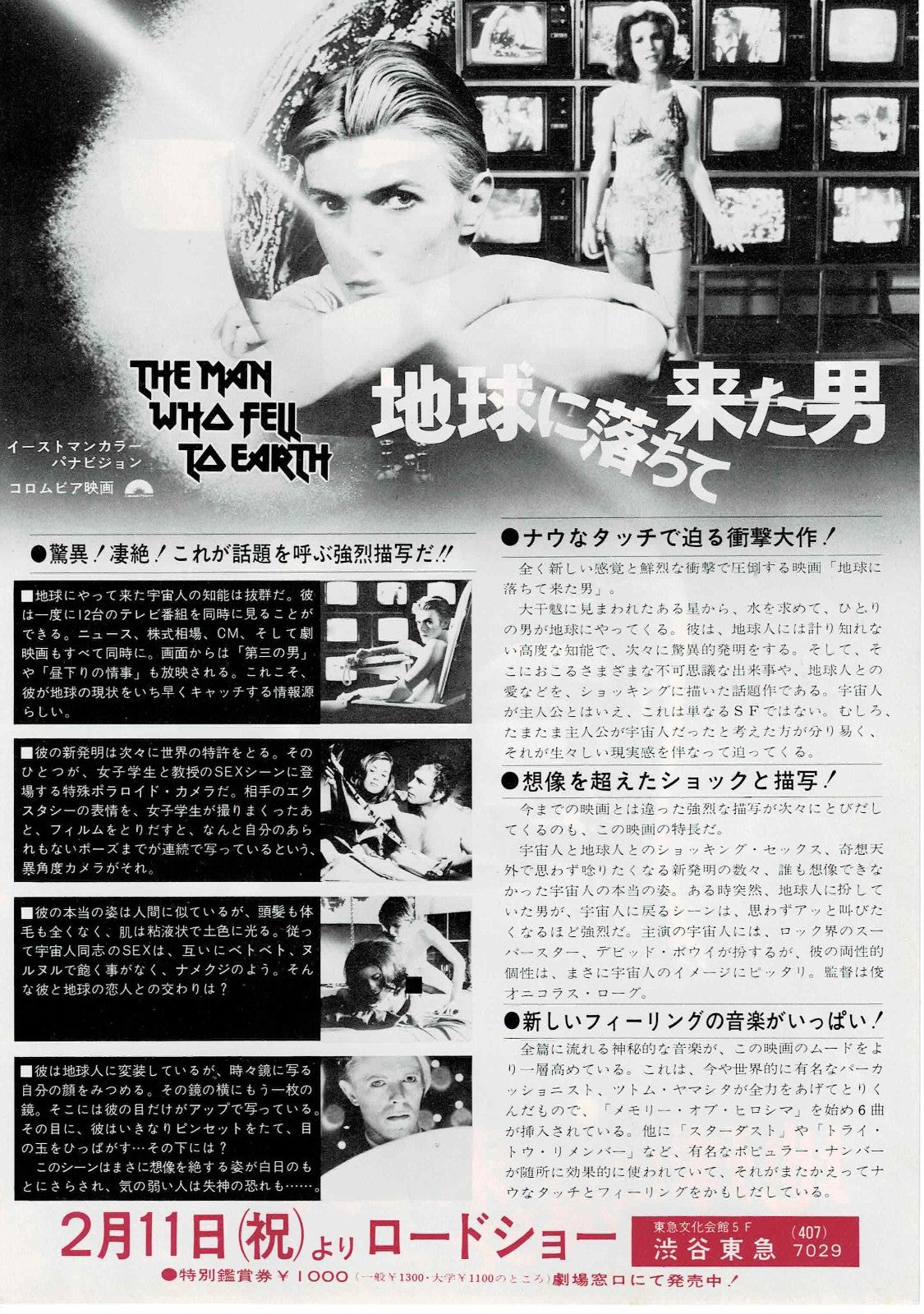 The Man Who Fell to Earth Japanese Original Mini Movie Poster Chirashi Flyer B5