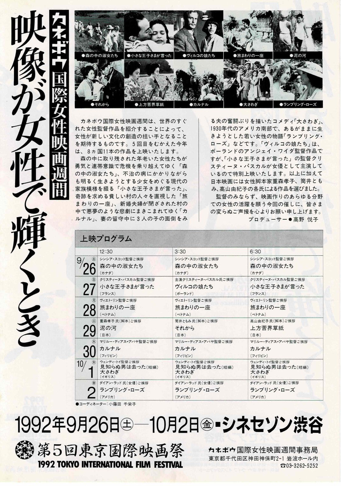 Tokyo International Film Festival 1992 Japan Mini Movie Poster Chirashi Flyer B5