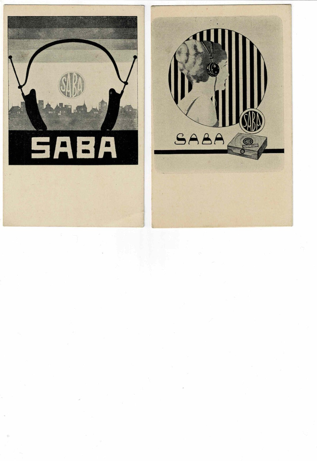 SABA Headphones Art Deco Advertisement Antique 14 Pcs Rare Japanese Postcard Lot