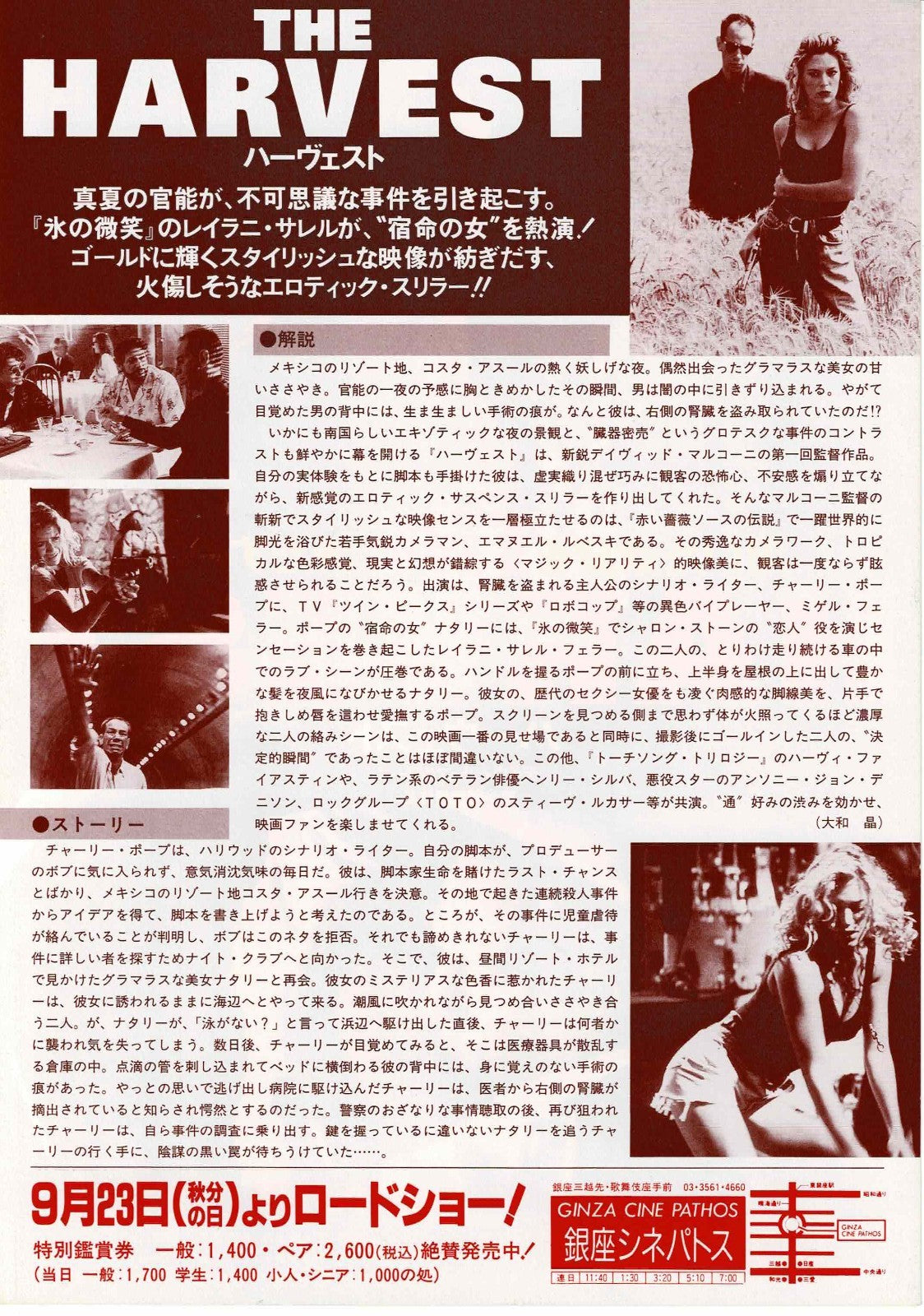 The Harvest 1994 David Marconi Miguel Ferrer Mini Movie Poster Chirashi Flyer B5