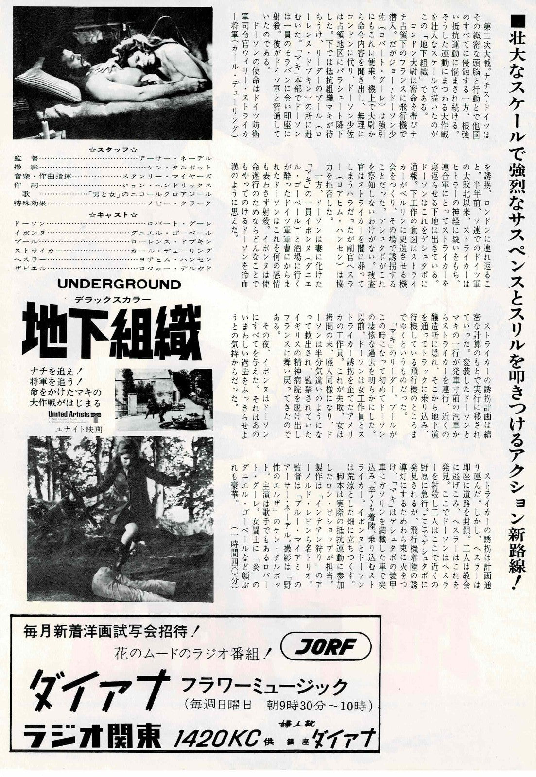 Underground 1970 R. Goulet Japanese Original Mini Movie Poster Chirashi Flyer B5