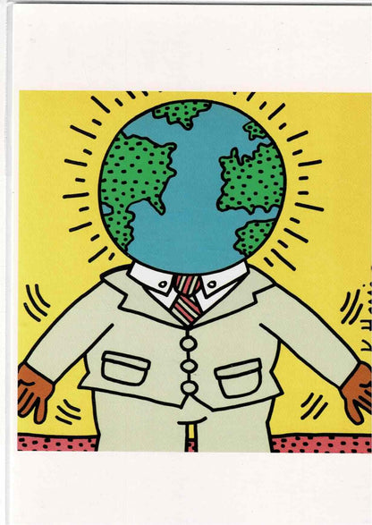 Keith Haring Playboy Collection Postcard 1999 Universal Karmic Global Man NOS RR