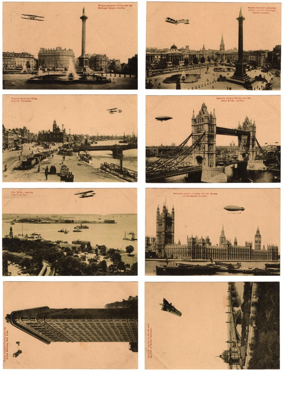 8p Special Antique Aviation Zeppelin Airship Aeroplane Farman Wright Cody London