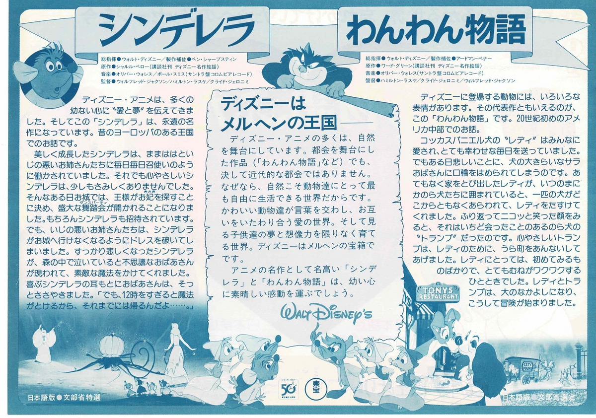Cinderella Lady and the Tramp Disney JapaneseMini Movie Poster Chirashi Flyer B5