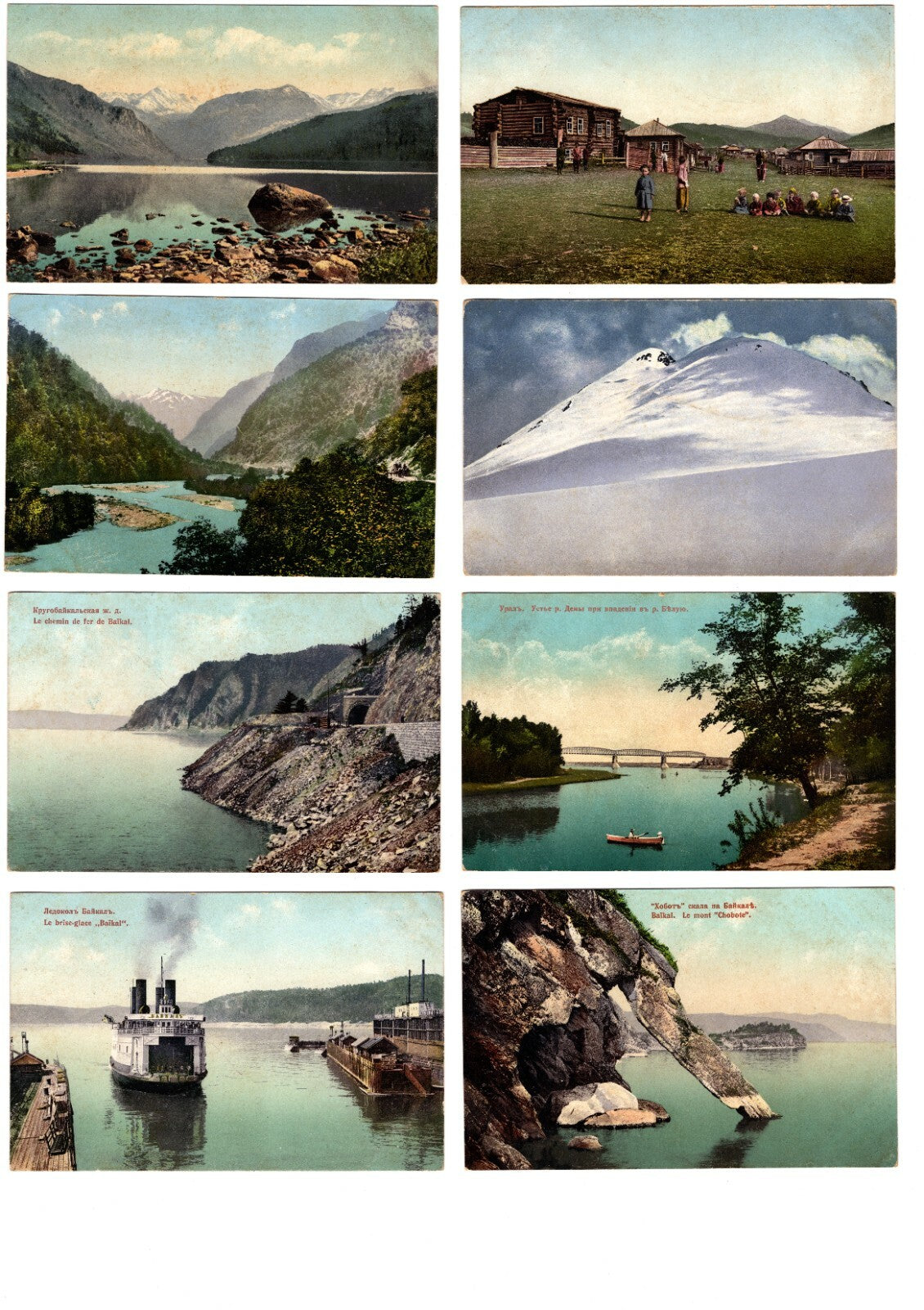 8pc Altai Baikal Oural Russia Russian Caucasian Asia Lake Boat Mountain Postcard