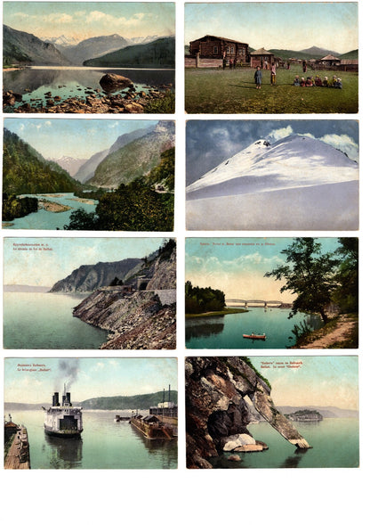 8pc Altai Baikal Oural Russia Russian Caucasian Asia Lake Boat Mountain Postcard