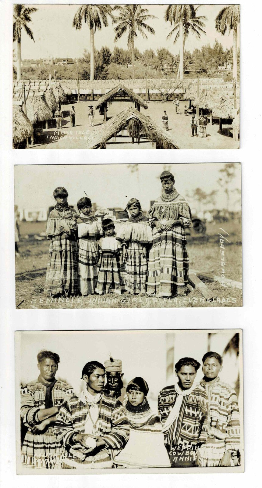 Antique Seminole Indian RPPC Postcards Musa Isle Miami Florida Everglades 1930s