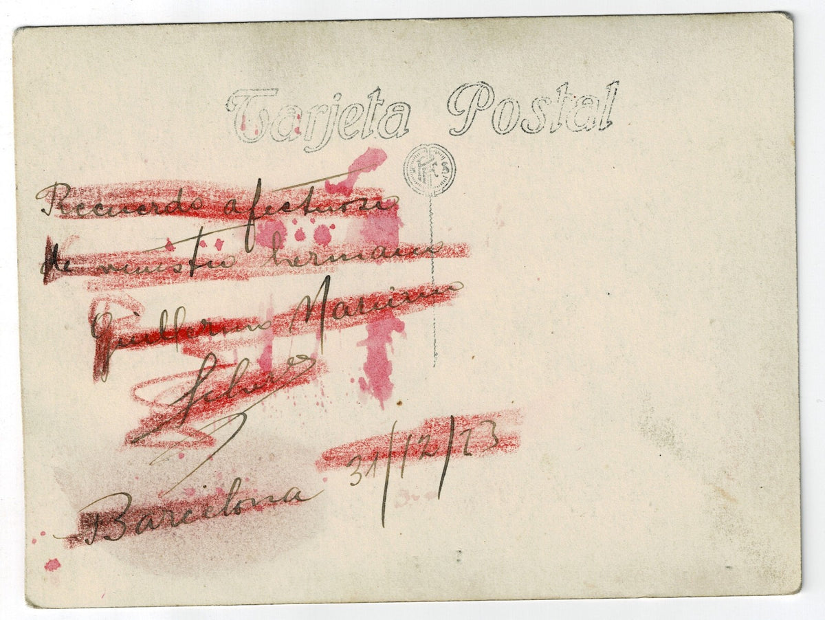 Antique Original Spain Football Team Match Real Photo Postcard Signed Barcelona