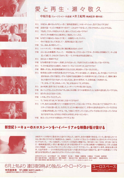 Tokyo X Erotica 2001 Takahisa Zeze Japanese Mini Movie Poster Chirashi Flyer B5