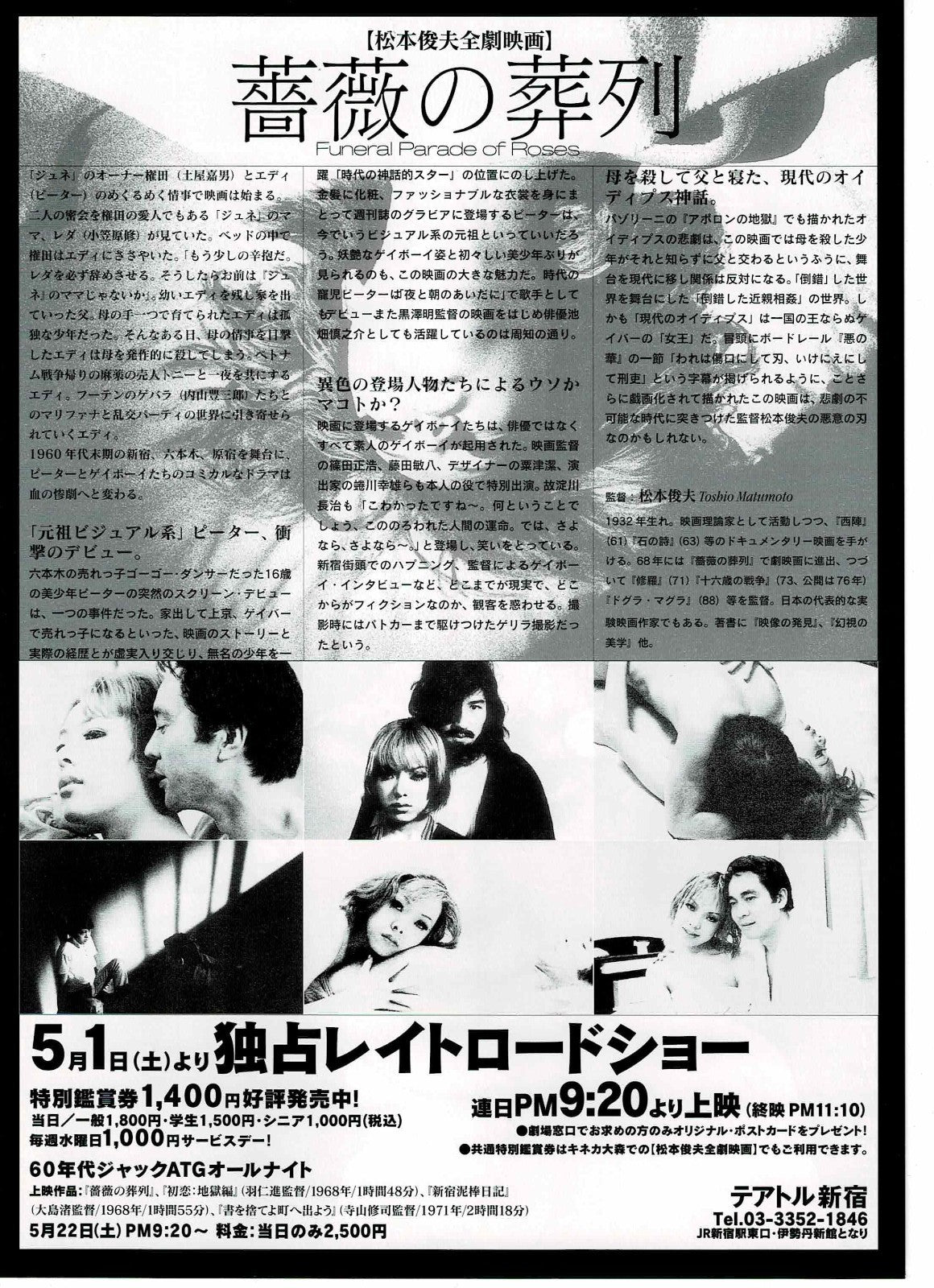 Funeral Parade of Roses Japanese Original Mini Movie Poster Chirashi Flyer B5