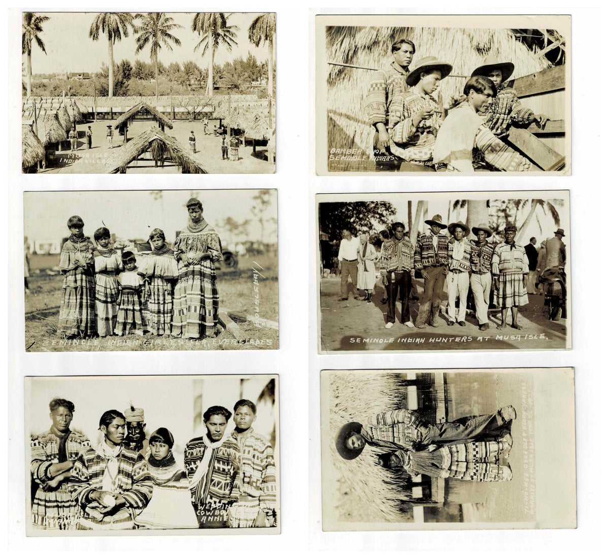 Antique Seminole Indian RPPC Postcards Musa Isle Miami Florida Everglades 1930s