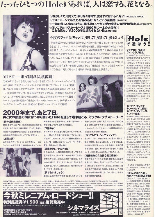 The Hole 1998 Tsai Ming-liang Japanaese Org. Mini Movie Poster Chirashi Flyer B5