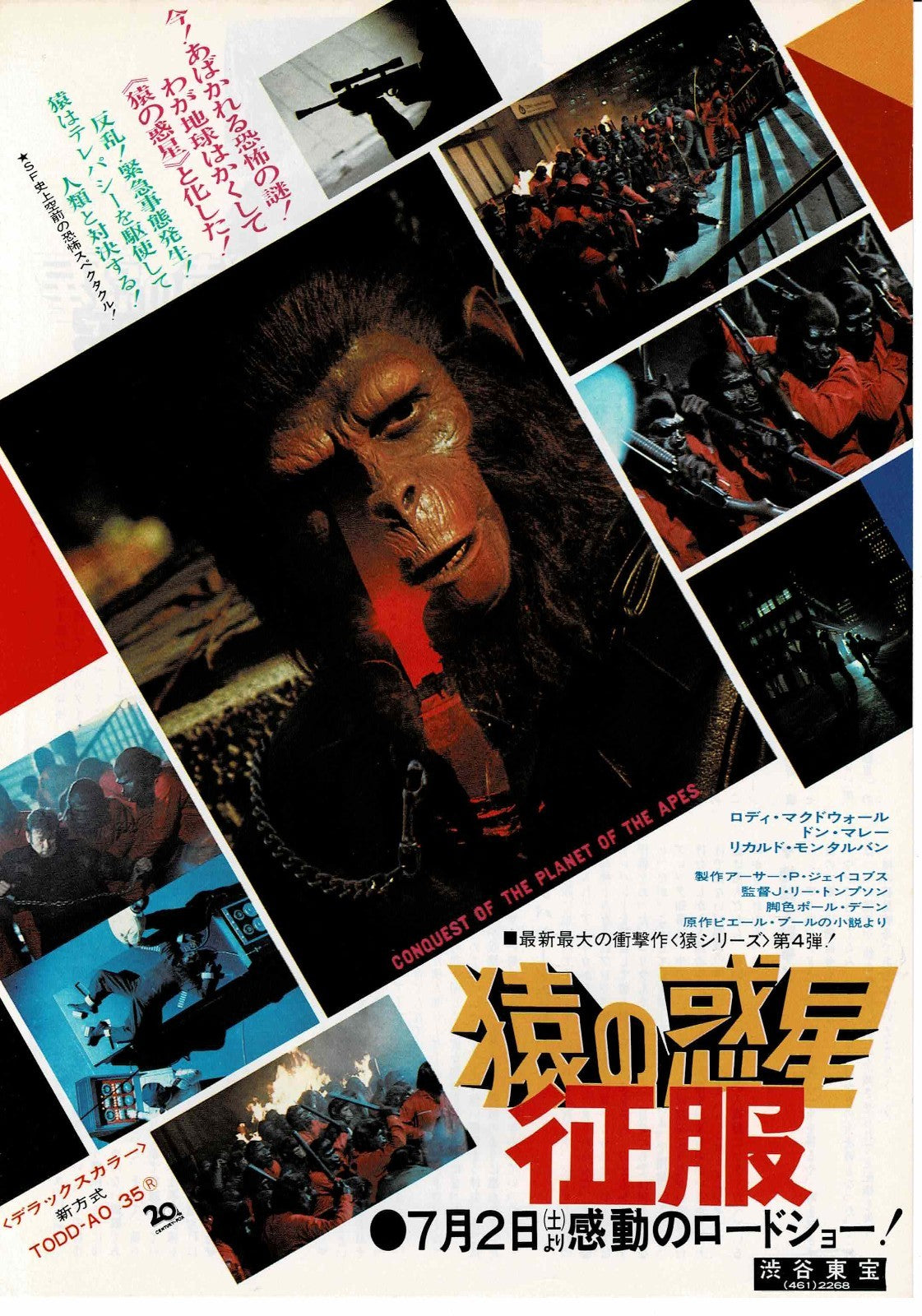 Conquest of the Planet of the Apes 1972 Org. Mini Movie Poster Chirashi Flyer B5