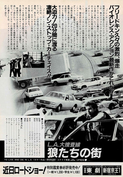 TO LIVE AND DIE IN LA Vtg Japanese Original Mini Movie Poster Chirashi Flyer B5